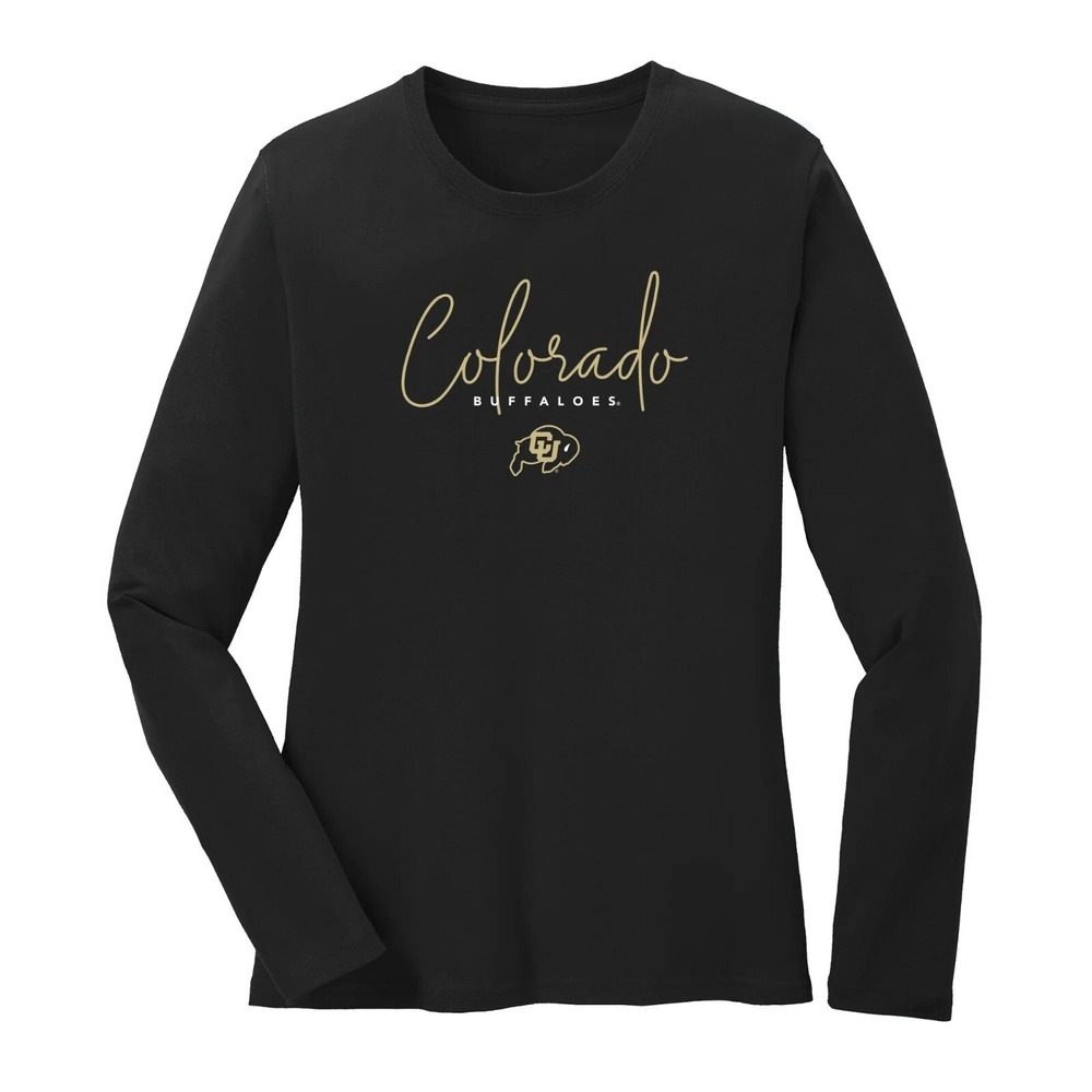 University of Colorado Buffaloes Thin Script Women's T-shirt‎ - Black - Small